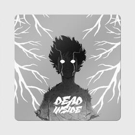 Магнит виниловый Квадрат с принтом DEAD INSIDE (Mob psycho) в Екатеринбурге, полимерный материал с магнитным слоем | размер 9*9 см, закругленные углы | dead inside | mob psycho | аниме | ветки | персонаж | рисунок