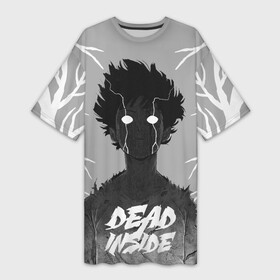 Платье-футболка 3D с принтом DEAD INSIDE (Mob psycho) в Екатеринбурге,  |  | dead inside | mob psycho | аниме | ветки | персонаж | рисунок