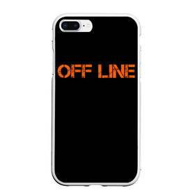 Чехол для iPhone 7Plus/8 Plus матовый с принтом офлайн offline в Екатеринбурге, Силикон | Область печати: задняя сторона чехла, без боковых панелей | offline | минимализм | оранжевая надпись | офлайн | слово | черный фон