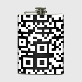 Фляга с принтом qr code куаркод в Екатеринбурге, металлический корпус | емкость 0,22 л, размер 125 х 94 мм. Виниловая наклейка запечатывается полностью | Тематика изображения на принте: covid | qr code | антикороновирус | ковид | куаркод | привика