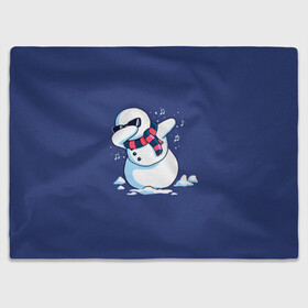 Плед 3D с принтом Dab Snowman in a scarf в Екатеринбурге, 100% полиэстер | закругленные углы, все края обработаны. Ткань не мнется и не растягивается | 2022 | 22 | christmas | dab | dub | new | notes | scarf | snow | snowman | snowy | woman | year | баба | год | даб | новый | ноты | очки | рождество | снег | снеговик | снежная | шарф