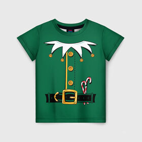 Детская футболка 3D с принтом Christmas Elf Outfit в Екатеринбурге, 100% гипоаллергенный полиэфир | прямой крой, круглый вырез горловины, длина до линии бедер, чуть спущенное плечо, ткань немного тянется | christmas | claus | clothes | deer | elf | frost | helpers | new | north | outfit | pole | santa | year | год | дед | клаус | мороз | новый | одежда | олени | полюс | помощники | рождественский | рождество | санта | санты | северный | эльф