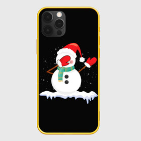 Чехол для iPhone 12 Pro с принтом Cartoon Dab Snowman в Екатеринбурге, силикон | область печати: задняя сторона чехла, без боковых панелей | 2022 | 22 | cartoon | christmas | dab | dub | mult | new | notes | scarf | snow | snowman | snowy | woman | year | баба | год | даб | мультяшный | новый | очки | рождество | снег | снеговик | снежная | шарф