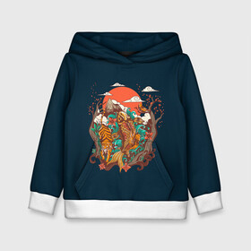 Детская толстовка 3D с принтом Осенний Закат в Екатеринбурге, 100% полиэстер | двухслойный капюшон со шнурком для регулировки, мягкие манжеты на рукавах и по низу толстовки, спереди карман-кенгуру с мягким внутренним слоем | birds | carp | clouds | fish | forest | japan | japanese | koi | moon | mountains | nature | sun | sunset | symbol | tiger | trees | year | года | горы | деревья | закат | карп | кои | лес | луна | облака | природа | птицы | рыба | символ | солнце | тигр 