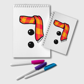 Блокнот с принтом Snowman Outfit в Екатеринбурге, 100% бумага | 48 листов, плотность листов — 60 г/м2, плотность картонной обложки — 250 г/м2. Листы скреплены удобной пружинной спиралью. Цвет линий — светло-серый
 | attributes | buttons | christmas | new | scarf | snow | snowman | snowy | woman | year | атрибутика | баба | год | новый | пуговица | пуговицы | рождество | снег | снеговик | снежная | шарф