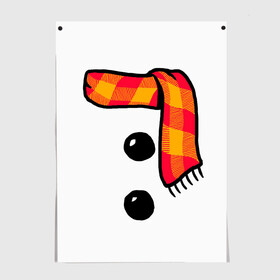 Постер с принтом Snowman Outfit в Екатеринбурге, 100% бумага
 | бумага, плотность 150 мг. Матовая, но за счет высокого коэффициента гладкости имеет небольшой блеск и дает на свету блики, но в отличии от глянцевой бумаги не покрыта лаком | attributes | buttons | christmas | new | scarf | snow | snowman | snowy | woman | year | атрибутика | баба | год | новый | пуговица | пуговицы | рождество | снег | снеговик | снежная | шарф