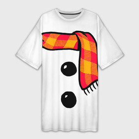 Платье-футболка 3D с принтом Snowman Outfit в Екатеринбурге,  |  | attributes | buttons | christmas | new | scarf | snow | snowman | snowy | woman | year | атрибутика | баба | год | новый | пуговица | пуговицы | рождество | снег | снеговик | снежная | шарф