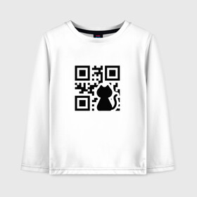 Детский лонгслив хлопок с принтом CAT QR CODE в Екатеринбурге, 100% хлопок | круглый вырез горловины, полуприлегающий силуэт, длина до линии бедер | cat | cats | meow | qr code | qr код | qrcode | qrкод | quick response code | кот | котик | котики | коты | кошка | кошки | куар | куар код | кью ар код | матричных штриховых кодов | мяу | штриховых кодов