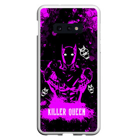 Чехол для Samsung S10E с принтом JOJO   KILLER QUEEN   КОРОЛЕВА УБИЙЦА   АРТ в Екатеринбурге, Силикон | Область печати: задняя сторона чехла, без боковых панелей | Тематика изображения на принте: adventure | jojo | jojos bizarre | jojos bizarre adventure | killer queen | pattern | yare yare daze | аниме | брызги | джоджо | манга | розовый | узор | яре яре дазе