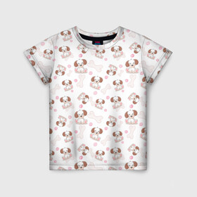 Детская футболка 3D с принтом Милые собачки разных пород в Екатеринбурге, 100% гипоаллергенный полиэфир | прямой крой, круглый вырез горловины, длина до линии бедер, чуть спущенное плечо, ткань немного тянется | пес | песик | порода | собака | собачка