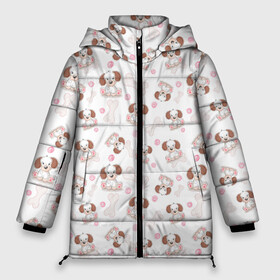Женская зимняя куртка Oversize с принтом Милые собачки разных пород в Екатеринбурге, верх — 100% полиэстер; подкладка — 100% полиэстер; утеплитель — 100% полиэстер | длина ниже бедра, силуэт Оверсайз. Есть воротник-стойка, отстегивающийся капюшон и ветрозащитная планка. 

Боковые карманы с листочкой на кнопках и внутренний карман на молнии | пес | песик | порода | собака | собачка