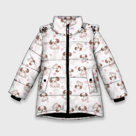 Зимняя куртка для девочек 3D с принтом Милые собачки разных пород в Екатеринбурге, ткань верха — 100% полиэстер; подклад — 100% полиэстер, утеплитель — 100% полиэстер. | длина ниже бедра, удлиненная спинка, воротник стойка и отстегивающийся капюшон. Есть боковые карманы с листочкой на кнопках, утяжки по низу изделия и внутренний карман на молнии. 

Предусмотрены светоотражающий принт на спинке, радужный светоотражающий элемент на пуллере молнии и на резинке для утяжки. | пес | песик | порода | собака | собачка