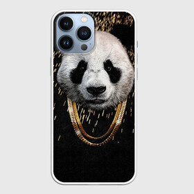 Чехол для iPhone 13 Pro Max с принтом Панда в золоте в Екатеринбурге,  |  | животное | золото | метал | панда | плюшевый | цепь