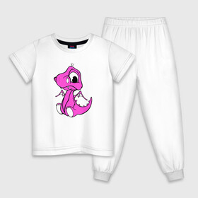 Детская пижама хлопок с принтом Дракоша маленькая розовая в Екатеринбурге, 100% хлопок |  брюки и футболка прямого кроя, без карманов, на брюках мягкая резинка на поясе и по низу штанин
 | Тематика изображения на принте: девочкам | детские | дино | динозавр | для девушек | для детей | дракон | женские | крылья | младенец | родился | сказка