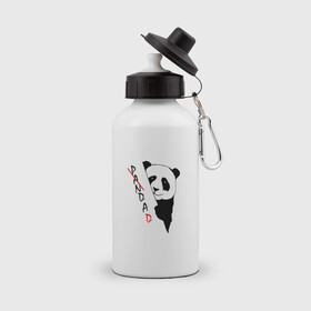 Бутылка спортивная с принтом Пандочка (смешная) в Екатеринбурге, металл | емкость — 500 мл, в комплекте две пластиковые крышки и карабин для крепления | девушке | интересный | панда | подарок | смешная