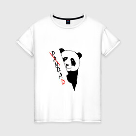 Женская футболка хлопок с принтом Пандочка (смешная) в Екатеринбурге, 100% хлопок | прямой крой, круглый вырез горловины, длина до линии бедер, слегка спущенное плечо | девушке | интересный | панда | подарок | смешная