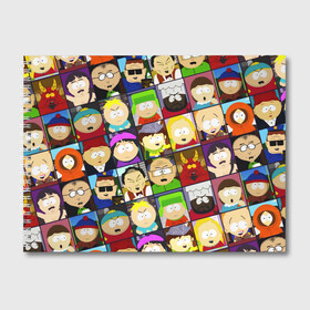 Альбом для рисования с принтом SOUTH PARK   ЮЖНЫЙ ПАРК   УЗОР   PATTERN в Екатеринбурге, 100% бумага
 | матовая бумага, плотность 200 мг. | Тематика изображения на принте: eric cartman | park | pattern | south | south park | кайл | картман | картмен | кени | кеннет | кенни | они убили кени | парк | саус парк | сволочи | стэнли | узор | эрик | южный | южный парк