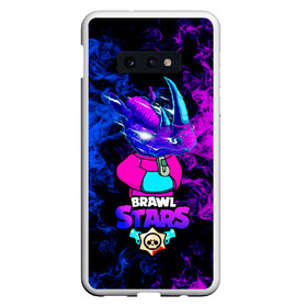 Чехол для Samsung S10E с принтом Brawl Stars Леон Носорог 2022 в Екатеринбурге, Силикон | Область печати: задняя сторона чехла, без боковых панелей | Тематика изображения на принте: бравл старс | игра | леон | неон | носорог | скин