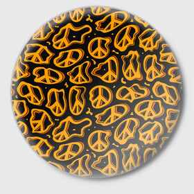 Значок с принтом Пацифик. Знак мира в Екатеринбурге,  металл | круглая форма, металлическая застежка в виде булавки | Тематика изображения на принте: pacific | peace | жест | знак | мир | мирный | пацифик | пис