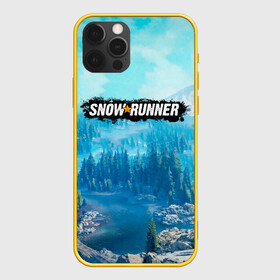 Чехол для iPhone 12 Pro с принтом SnowRunner СноуРаннер логотип в Екатеринбурге, силикон | область печати: задняя сторона чехла, без боковых панелей | Тематика изображения на принте: race | snowrunner | гонки | гонки по бездорожью | гоночные игры | зимние гонки | снежные гонки | снежный бегун | сноу раннер | сноураннер