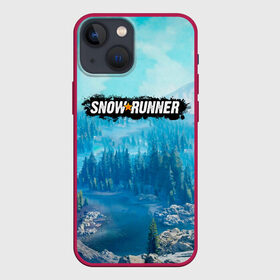 Чехол для iPhone 13 mini с принтом SnowRunner СноуРаннер логотип в Екатеринбурге,  |  | race | snowrunner | гонки | гонки по бездорожью | гоночные игры | зимние гонки | снежные гонки | снежный бегун | сноу раннер | сноураннер