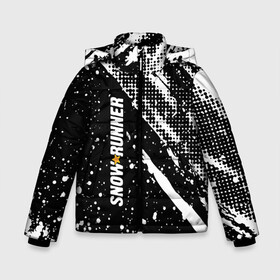 Зимняя куртка для мальчиков 3D с принтом SnowRunner Logo в Екатеринбурге, ткань верха — 100% полиэстер; подклад — 100% полиэстер, утеплитель — 100% полиэстер | длина ниже бедра, удлиненная спинка, воротник стойка и отстегивающийся капюшон. Есть боковые карманы с листочкой на кнопках, утяжки по низу изделия и внутренний карман на молнии. 

Предусмотрены светоотражающий принт на спинке, радужный светоотражающий элемент на пуллере молнии и на резинке для утяжки | race | snowrunner | гонки | гонки по бездорожью | гоночные игры | зимние гонки | снежные гонки | снежный бегун | сноу раннер | сноураннер