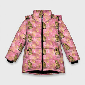 Зимняя куртка для девочек 3D с принтом Золотой тигр GOLD TIGER в Екатеринбурге, ткань верха — 100% полиэстер; подклад — 100% полиэстер, утеплитель — 100% полиэстер. | длина ниже бедра, удлиненная спинка, воротник стойка и отстегивающийся капюшон. Есть боковые карманы с листочкой на кнопках, утяжки по низу изделия и внутренний карман на молнии. 

Предусмотрены светоотражающий принт на спинке, радужный светоотражающий элемент на пуллере молнии и на резинке для утяжки. | 2022 | год тигра | новый год | новый год 2022 | символ года | тигр | тигренок | тигрица | тигры