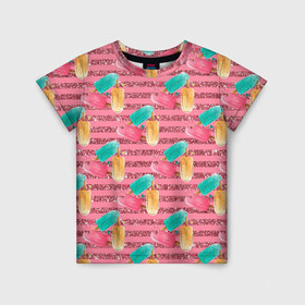 Детская футболка 3D с принтом Сладкое мороженое с блестками в Екатеринбурге, 100% гипоаллергенный полиэфир | прямой крой, круглый вырез горловины, длина до линии бедер, чуть спущенное плечо, ткань немного тянется | блестки | блестяшки | десерт | мороженое | сладкий | сладость