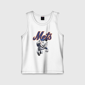 Детская майка хлопок с принтом New York Mets в Екатеринбурге,  |  | ball | baseball | mascot | new york | team | usa | бейсбол | мяч | нью йорк | сша | талисман