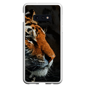 Чехол для Samsung S10E с принтом АМУРСКИЙ ТИГР TIGER в Екатеринбурге, Силикон | Область печати: задняя сторона чехла, без боковых панелей | Тематика изображения на принте: 2022 | amur tiger | beast | fangs | happy new year | merry christmas | new year | predator | snow | stars | stern grin | stern look | winter | year of the tiger | амурский тигр | год тигра | зверь | зима | клыки | новый год | снег | суровый взгл