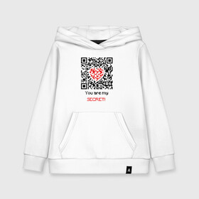 Детская толстовка хлопок с принтом QR-Love в Екатеринбурге, 100% хлопок | Круглый горловой вырез, эластичные манжеты, пояс, капюшен | 19 | code | corona | covid | heart | like | love | meme | memes | ncov | ncov19 | qr | quick | response | secret | virus | антивирус | антикоронавирус | быстрый | вирус | ковид | код | корона | коронавирус | лайк | любовь | мем | мемы | отклик