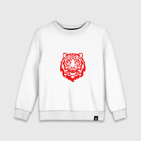 Детский свитшот хлопок с принтом Символ года (тигренок красный) в Екатеринбурге, 100% хлопок | круглый вырез горловины, эластичные манжеты, пояс и воротник | 2022 | девушке | новый год | подарок | символ года | тигр | тигренок