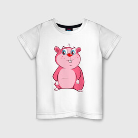 Детская футболка хлопок с принтом Веселый бобр pink edition в Екатеринбурге, 100% хлопок | круглый вырез горловины, полуприлегающий силуэт, длина до линии бедер | бобр | девушкам | детям | для девушек | для детей | животные | лес | милые звери | природа