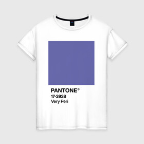 Женская футболка хлопок с принтом Цвет Pantone 2022 года - Very Peri в Екатеринбурге, 100% хлопок | прямой крой, круглый вырез горловины, длина до линии бедер, слегка спущенное плечо | pantone | very peri | violet | графический дизайн | дизайн | дизайнерский мем | дизигн | дизигнер | мем | пантон | сиреневый | фиолетовый | цвет 2022 года | цвет года | цвет пантон