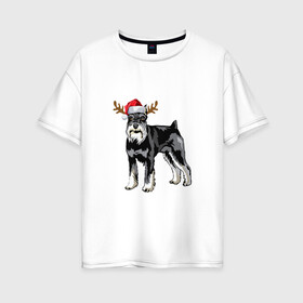 Женская футболка хлопок Oversize с принтом New Year - Dog в Екатеринбурге, 100% хлопок | свободный крой, круглый ворот, спущенный рукав, длина до линии бедер
 | 2022 | christmas | claus | dog | new year | santa | snow | tiger | winter | год тигра | дед мороз | елка | животные | зима | мороз | новый год | олень | пёс | подарок | праздник | рождество | санта клаус | снег | снеговик | снегурочка