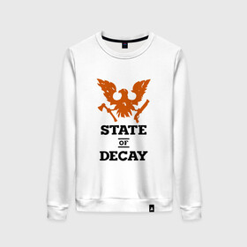 Женский свитшот хлопок с принтом State of Decay | Эмблема | Лого в Екатеринбурге, 100% хлопок | прямой крой, круглый вырез, на манжетах и по низу широкая трикотажная резинка  | logo | state of decay | survival horror | undead labs | загнивающий штат | зомби апокалипсис | лого | логотип | стадия разложения | стейт оф декай | эмблема