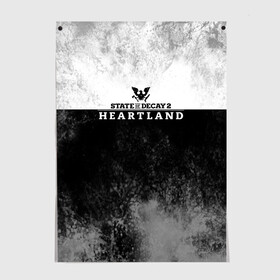 Постер с принтом State of Decay Heartland Logo в Екатеринбурге, 100% бумага
 | бумага, плотность 150 мг. Матовая, но за счет высокого коэффициента гладкости имеет небольшой блеск и дает на свету блики, но в отличии от глянцевой бумаги не покрыта лаком | heartland | logo | state of decay | survival horror | undead labs | загнивающий штат | зомби апокалипсис | лого | логотип | стадия разложения | стейт оф декай | эмблема