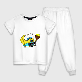 Детская пижама хлопок с принтом Губка Боб Пупс в Екатеринбурге, 100% хлопок |  брюки и футболка прямого кроя, без карманов, на брюках мягкая резинка на поясе и по низу штанин
 | губка боб | желтый | квадратные штаны | малыш | мультфильм | памперс | соска | спанч боб