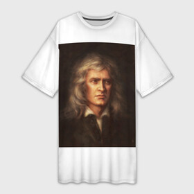 Платье-футболка 3D с принтом Наука.Исаак Ньютон в Екатеринбурге,  |  | isaac | newton | physics | исаак ньютон | наука | физика