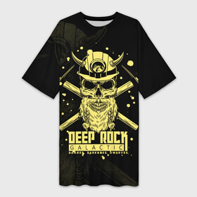 Платье-футболка 3D с принтом Deep Rock Galactic Danger Darkness Dwarves в Екатеринбурге,  |  | deep rock galactic | miner | the driller | the engineer | the gunner | the scout | бурильщик | дворф | игры | инженер | разведчик | стрелок | шахтёр