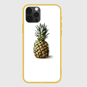 Чехол для iPhone 12 Pro с принтом Pineapple watercolor в Екатеринбурге, силикон | область печати: задняя сторона чехла, без боковых панелей | Тематика изображения на принте: pineapple | ананас | графика | еда | рисунок | фрукт