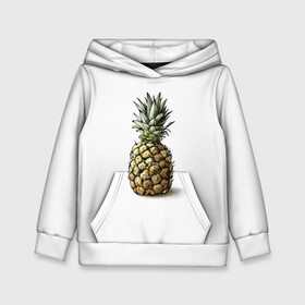 Детская толстовка 3D с принтом Pineapple watercolor в Екатеринбурге, 100% полиэстер | двухслойный капюшон со шнурком для регулировки, мягкие манжеты на рукавах и по низу толстовки, спереди карман-кенгуру с мягким внутренним слоем | Тематика изображения на принте: pineapple | ананас | графика | еда | рисунок | фрукт