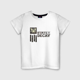 Детская футболка хлопок с принтом State of Decay Iron Logo в Екатеринбурге, 100% хлопок | круглый вырез горловины, полуприлегающий силуэт, длина до линии бедер | Тематика изображения на принте: logo | state of decay | survival horror | undead labs | загнивающий штат | зомби апокалипсис | лого | логотип | стадия разложения | стейт оф декай | эмблема