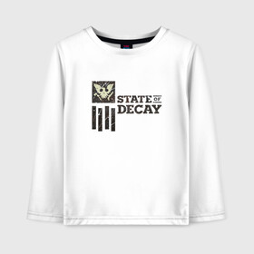 Детский лонгслив хлопок с принтом State of Decay Iron Logo в Екатеринбурге, 100% хлопок | круглый вырез горловины, полуприлегающий силуэт, длина до линии бедер | logo | state of decay | survival horror | undead labs | загнивающий штат | зомби апокалипсис | лого | логотип | стадия разложения | стейт оф декай | эмблема