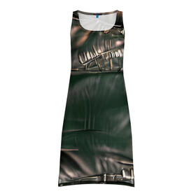 Платье-майка 3D с принтом Постап стайл - рваная куртка в Екатеринбурге, 100% полиэстер | полуприлегающий силуэт, широкие бретели, круглый вырез горловины, удлиненный подол сзади. | гранж | депрессивный | кожа | постап | постапокалипсис | темный | черный