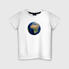 Детская футболка хлопок с принтом планета солнечной системы земля в Екатеринбурге, 100% хлопок | круглый вырез горловины, полуприлегающий силуэт, длина до линии бедер | Тематика изображения на принте: астрономия | вселенная | континент | космос | мир | океан | планета | шар