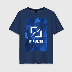Женская футболка хлопок Oversize с принтом Cobalt Impulse в Екатеринбурге, 100% хлопок | свободный крой, круглый ворот, спущенный рукав, длина до линии бедер
 | esport | impulse | импульс | киберспорт | лгу | сккимпульс | студенты