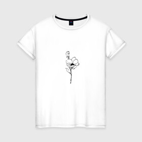 Женская футболка хлопок с принтом Цветок любви (оригинальный черный) в Екатеринбурге, 100% хлопок | прямой крой, круглый вырез горловины, длина до линии бедер, слегка спущенное плечо | девушке | любви | любовь | подарок | цветок | цветочек