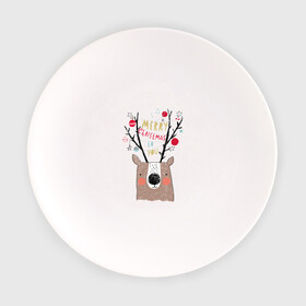 Тарелка с принтом Рогатый О в Екатеринбурге, фарфор | диаметр - 210 мм
диаметр для нанесения принта - 120 мм | голова | новый год | олень | рога | рождество