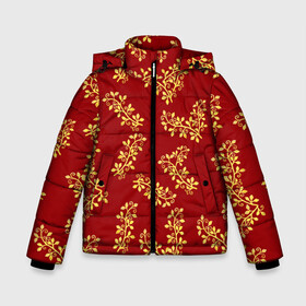 Зимняя куртка для мальчиков 3D с принтом Золотые веточки на ярко красном фоне в Екатеринбурге, ткань верха — 100% полиэстер; подклад — 100% полиэстер, утеплитель — 100% полиэстер | длина ниже бедра, удлиненная спинка, воротник стойка и отстегивающийся капюшон. Есть боковые карманы с листочкой на кнопках, утяжки по низу изделия и внутренний карман на молнии. 

Предусмотрены светоотражающий принт на спинке, радужный светоотражающий элемент на пуллере молнии и на резинке для утяжки | gold | plants | red | twigs | веточки | день влюбленных | золото | золотой | красный | любовь | новый год | подарок | праздник | растения